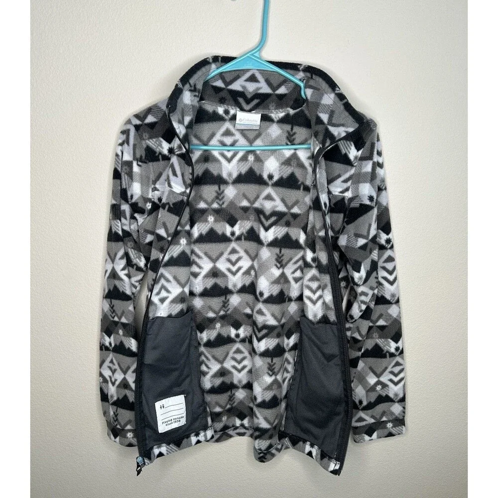 Columbia Boys Size Large 14-16 Full Zip Fleece Gray Pattern Jacket - Picture 4 of 6